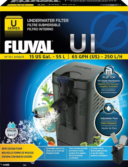 Fluval Filtre Intérieur U1 Débit Max 250 L/H pour Aquarium